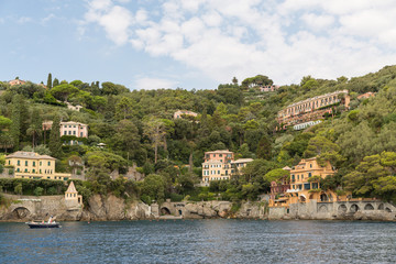 Fototapeta na wymiar Coastline between Portofino and Santa Margherita Ligure