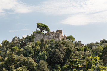 Fototapeta na wymiar Castello Brown is the Castle above Portofino