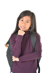 Portrait of cute girl on white background