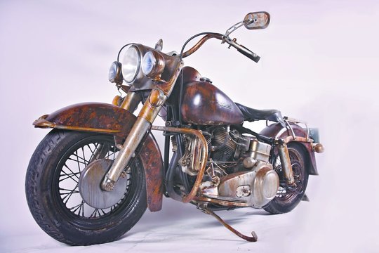 Old Vintage Harley from world war , image taken inside of a studio. WLA Harely Davidson. 