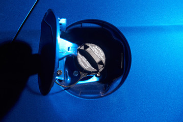 Close up of open gas tank