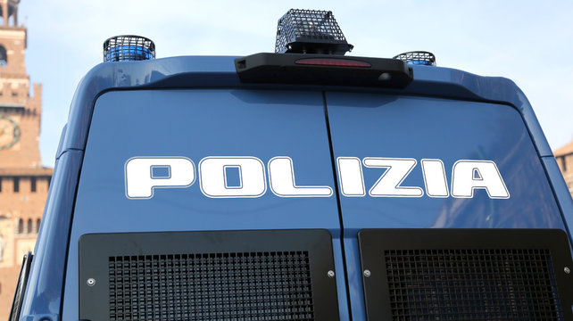 armored police van to patrol against terrorist attacks in Italy