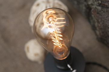 Edison lamp in the interior.