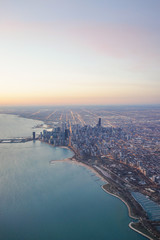 Chicago Skyline Sunrise Aerial