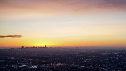 Chicago Skyline Sunrise Aerial