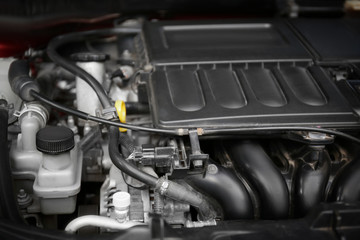 Close up of car engine