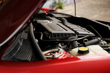 Close up of car engine
