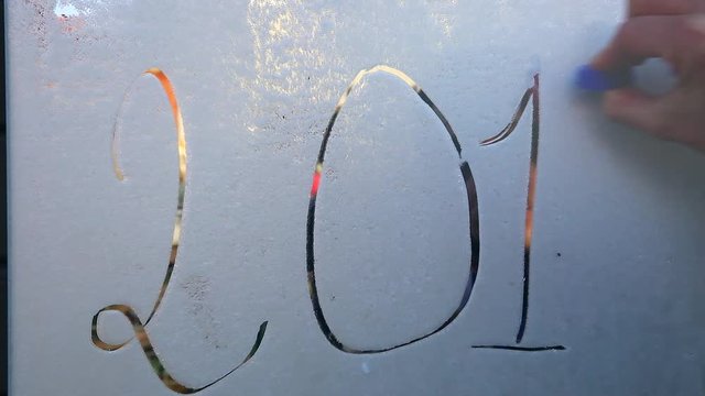 2017 Number written On A Frosted Mirror