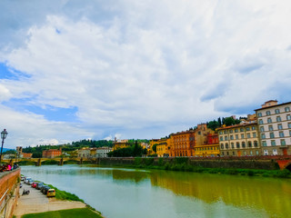 Fototapeta na wymiar Panoramic view of river Arno. Florence. Tuscany