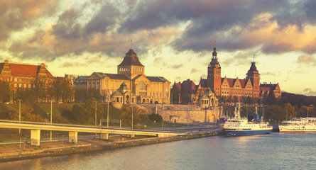  panorama of Old Town in Szczecin (Stettin) City
