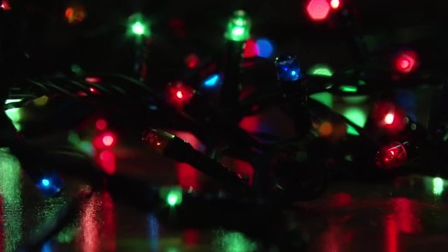 Christmas tree garland with multi-colored flashing lights