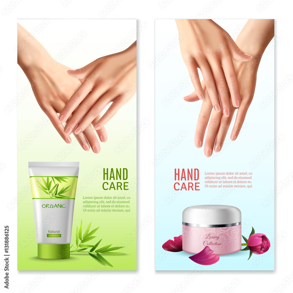 Wall mural natural hand cream 2 realistic banners