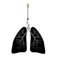 Lungs with cigarette turning them black. Quit smoking world no tobacco day lungs design. EPS 10 vector.