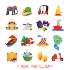Thailand Travel Flat Icons Collection 