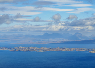 Naklejka na ściany i meble UK, Scotland, Highlands, Isle of Skye, Seascape viewed from The Storr.