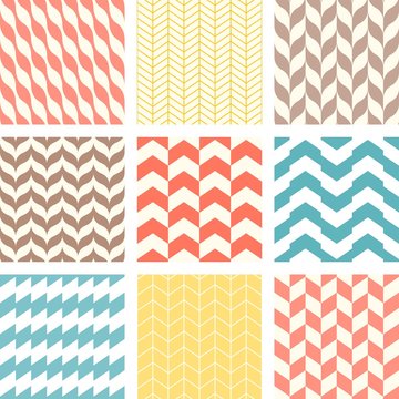 Set of chevron and zigzag seamless pattern