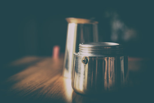 Preparing the coffee brew.