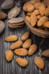 almonds nuts on a wooden
