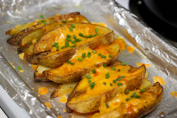 Potato Wedges with Cheese and Chives