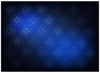 Obraz premium Illustration of Beautiful Blue Vintage Texture Wallpaper Background with Floral Pattern for Add Content or Picture. 