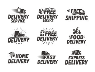 Fast delivery, set icons. Free shipping symbol. Vector illustration