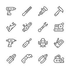 Set line icons of electric and hand tool