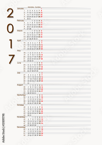 Planning Calendar 2017 With Blank Space To Comment Stock Image