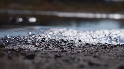 land lake water with blurred background bokeh highlights