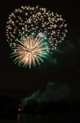 Excellent colorful fireworks and salute of various colors in the