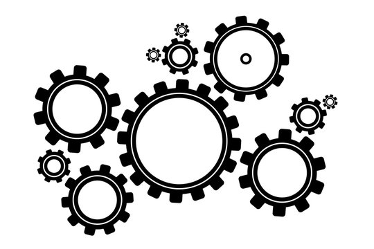 Black gears on white background