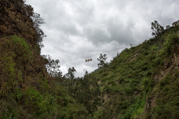 cable cars crossing the valley at the Las Lajas sanctuary in Ipiales Colombia