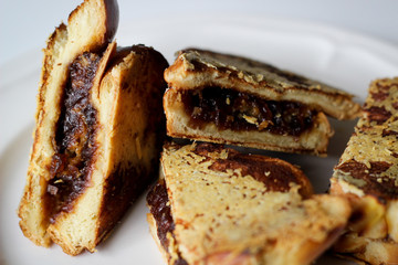 Grilled Onion Jam and Double Cheese (inside and out) Sandwich