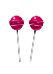 Two strawberry candies. Isolated objects