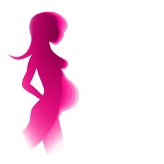 Fototapeta na wymiar Silhouette einer schwangeren Frau in violett