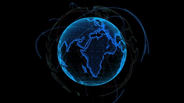 Wireframe Globe. loops seamlessly. Plexus Abstract Background, Slow Rotating Full HD