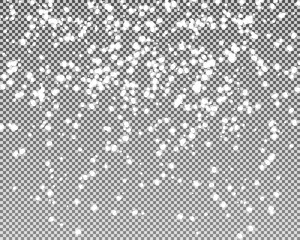 Realistic falling snowflakes. Isolated on transparent background. Vector illustration.