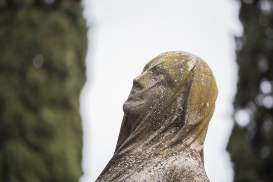 Statue in cemetery of zaragoza in spain