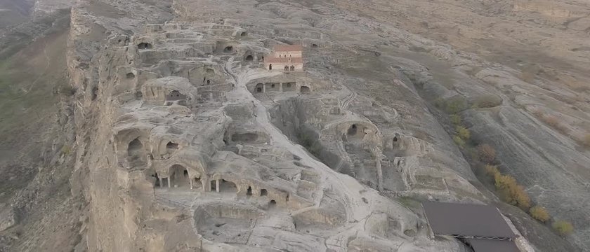 Aerial view from DJI Phantom on a Uplistsikhe town in Georgia.