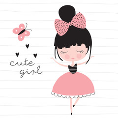 cute pretty girl vector illustration - 131898177