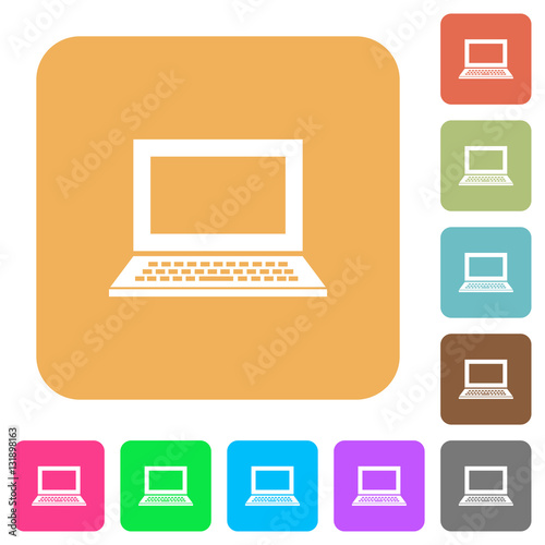 "Laptop with blank screen rounded square flat icons" Stockfotos und