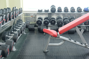 Fototapeta na wymiar dumbbells in a fitness hall