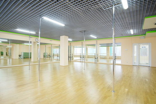 Interior of a fitness or dance hall