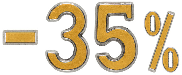 Percent off. Discount. Minus 35, thirty five,  percent. Metal nu