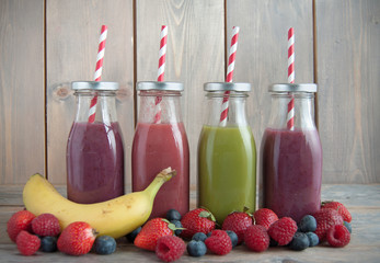 Flavoured smoothies in bottles