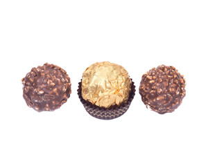 Italian chocolate balls isolated on white background