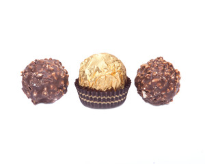 Italian chocolate balls isolated on white background