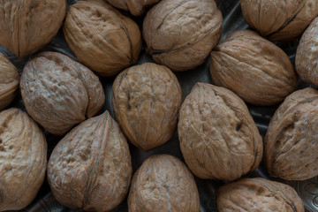Walnuts on a wooden base
