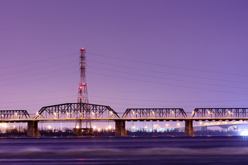 Victoria Bridge at Night, Montreal