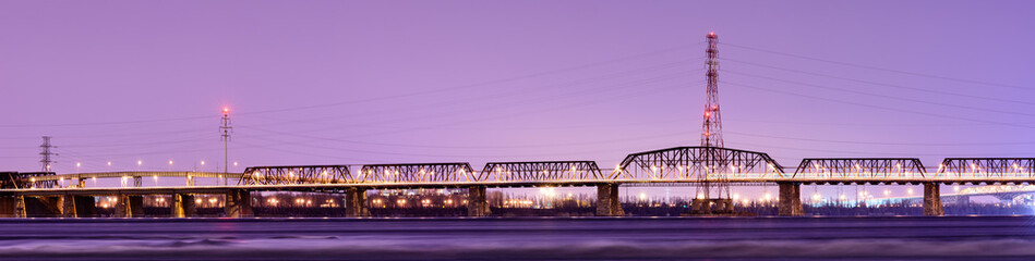 Victoria Bridge at Night, Montreal