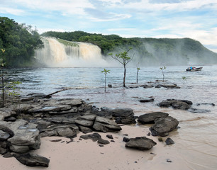 Hacha waterfall in the lagoon of Canaima national park after the storm - Venezuela, Latin America © vadim_petrakov